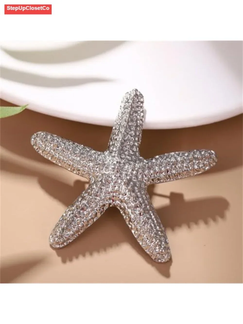 Starfish Brooch Pin Women Chunky Plated Gold Sea Star Lapel Pin Ocean Beach